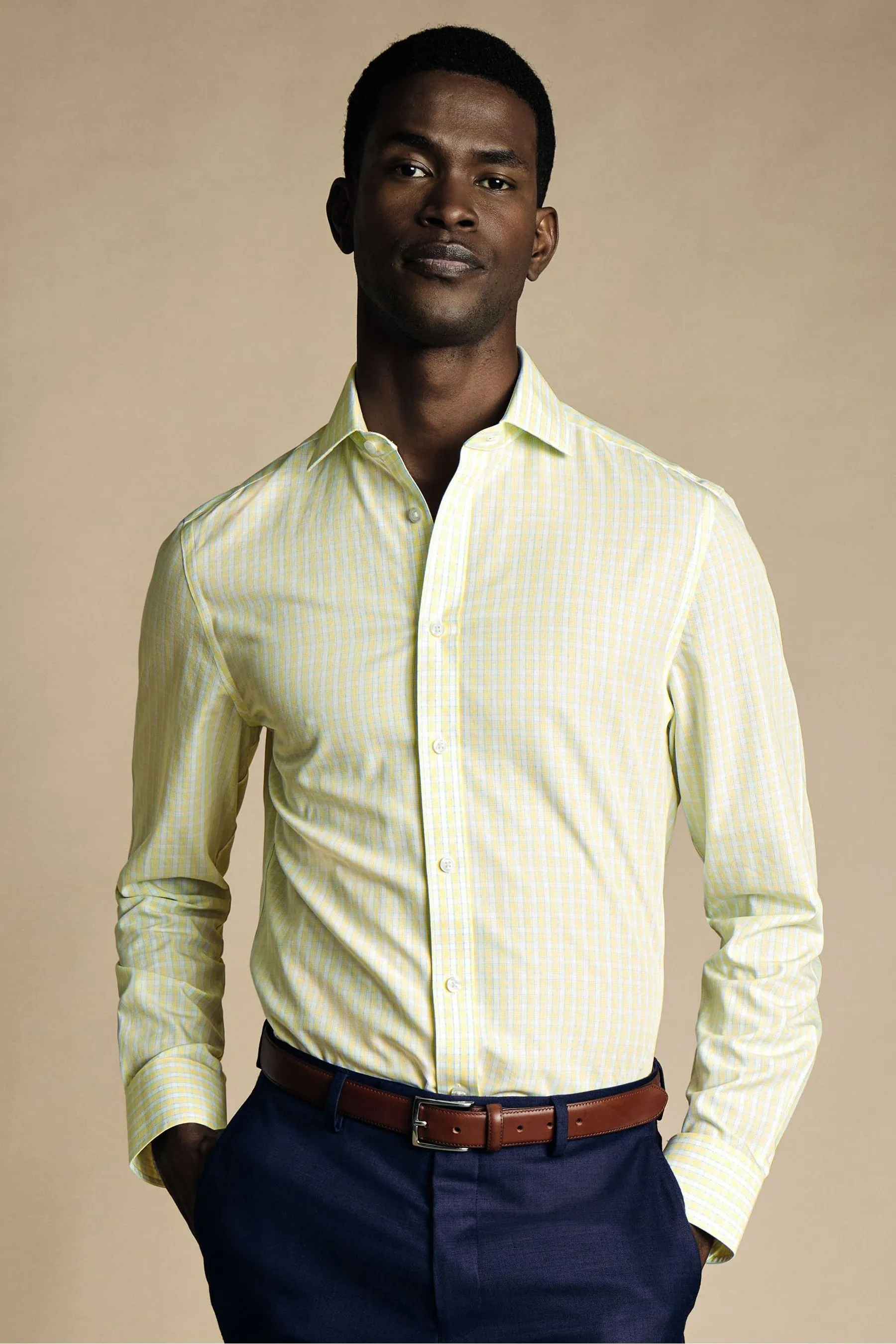 Camicia Charles Tyrwhitt Check in Popeline Non Stirabile CA Vestibilità slim  100% Cotone    